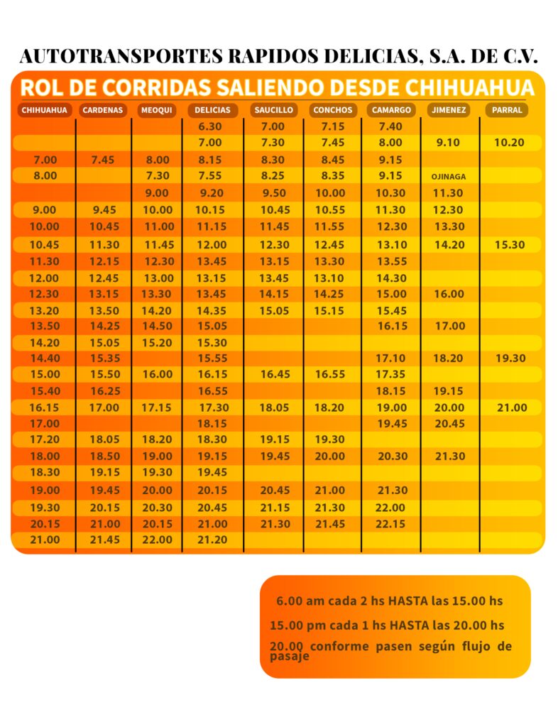 Autotransportes Rapidos Delicias Horarios Boletos Tarifas Teléfonos